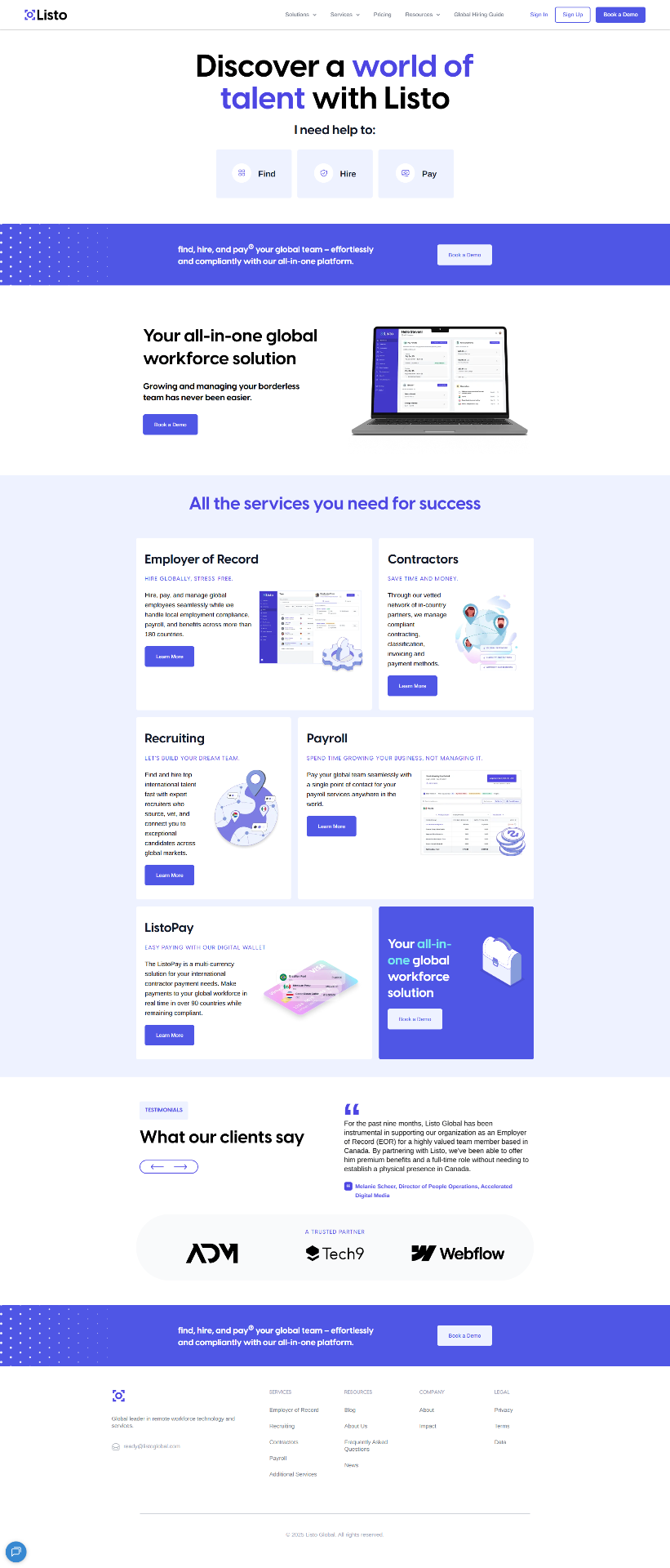 Listo Global website preview